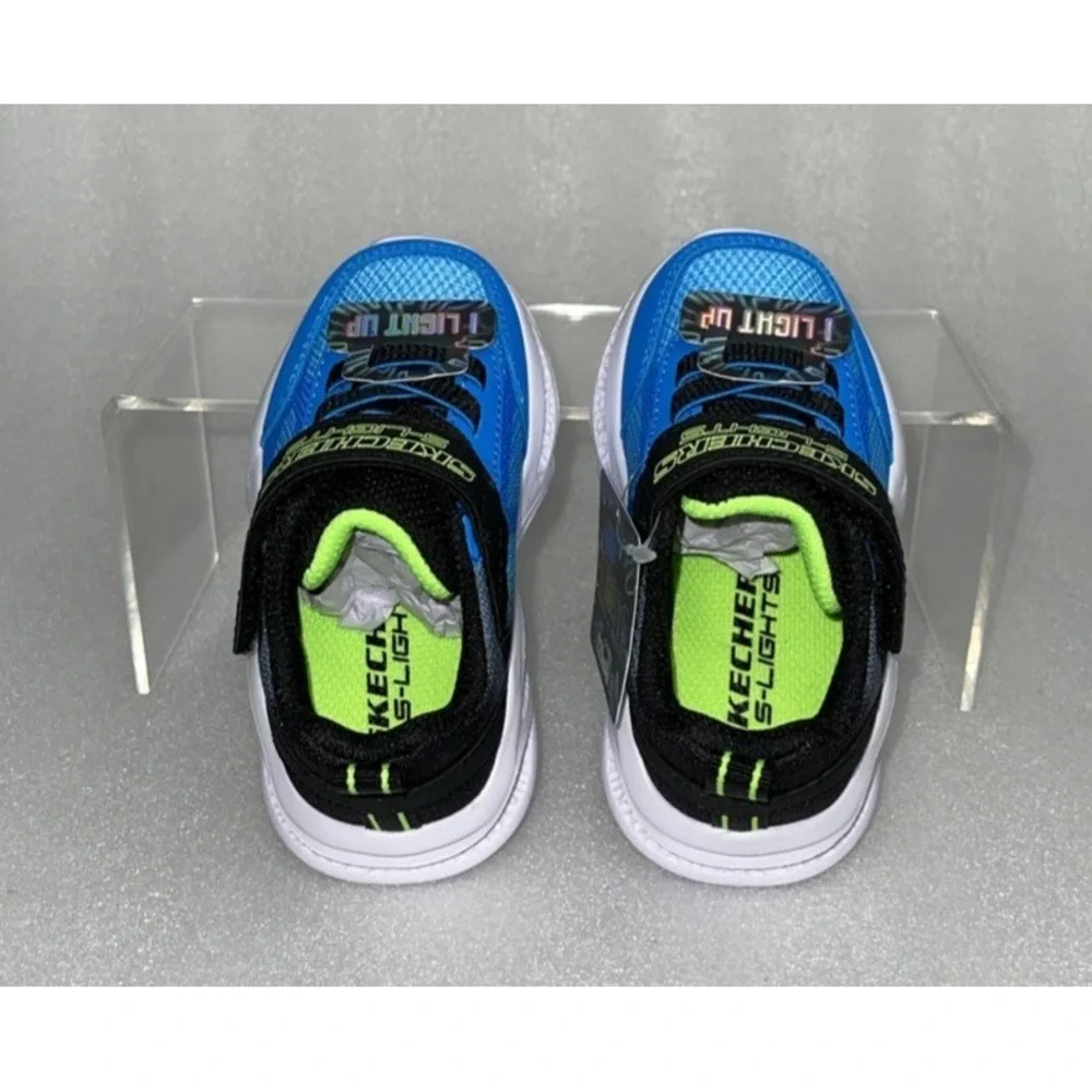 S Lights By Skechers Meteor‎ Krendox Sneakers Stretch Laces Toddler Boy Size 5